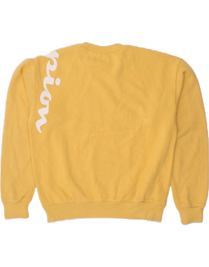 CHAMPION Womens Oversized Crop Sweatshirt Jumper UK 10 Small Yellow Vintage Champion and Second-Hand Champion from Messina Hembry 