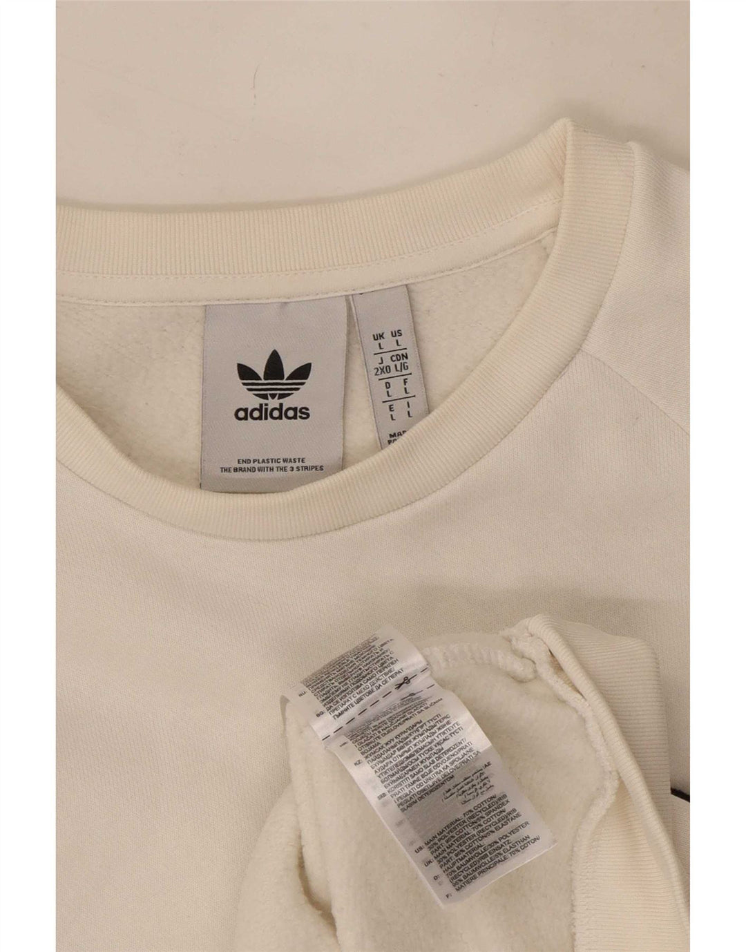 Adidas Mens Sweatshirt Jumper Large White Cotton