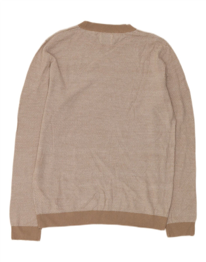 JACK & JONES Mens Crew Neck Jumper Sweater XL Beige Acrylic