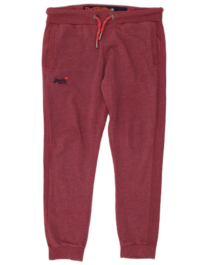 SUPERDRY Mens Slim Fit Tracksuit Trousers Joggers XL Burgundy Cotton