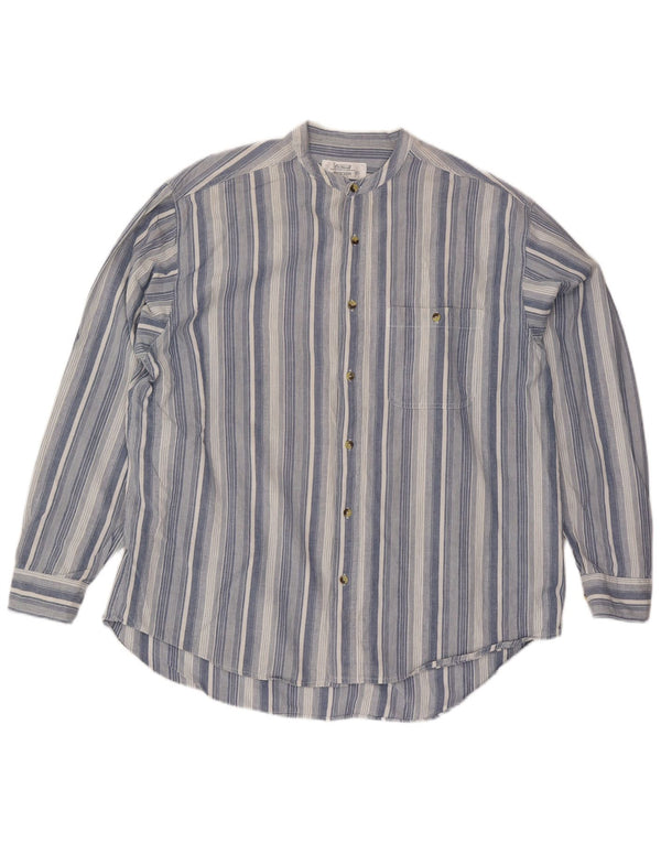 St. Bernard Mens Shirt XL Blue Striped Cotton