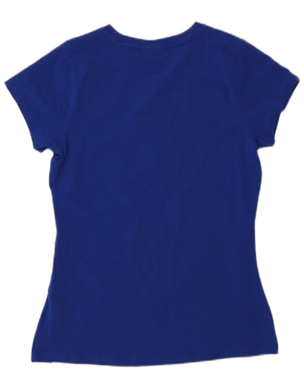 Ellesse Womens Graphic T-Shirt Top UK 10 Small Blue Cotton