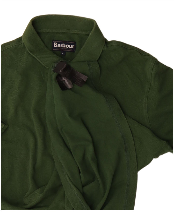 Barbour Mens Polo Shirt Large Green Cotton