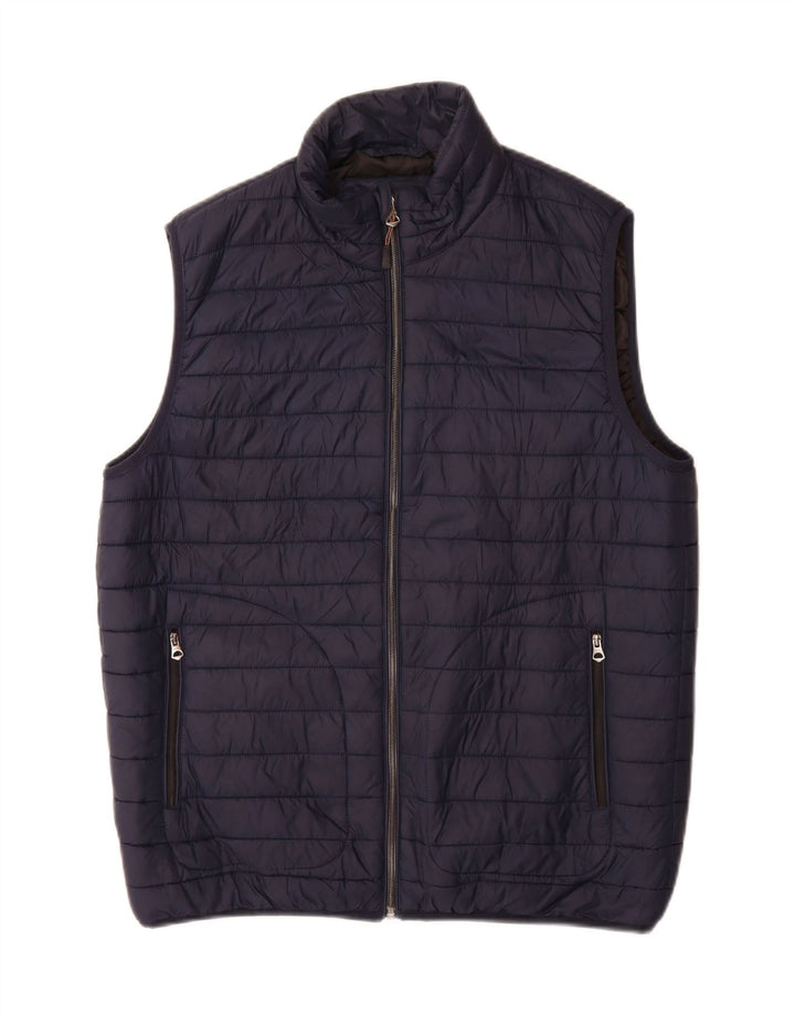 Zara Mens Padded Gilet UK 38 Medium Navy Blue Nylon