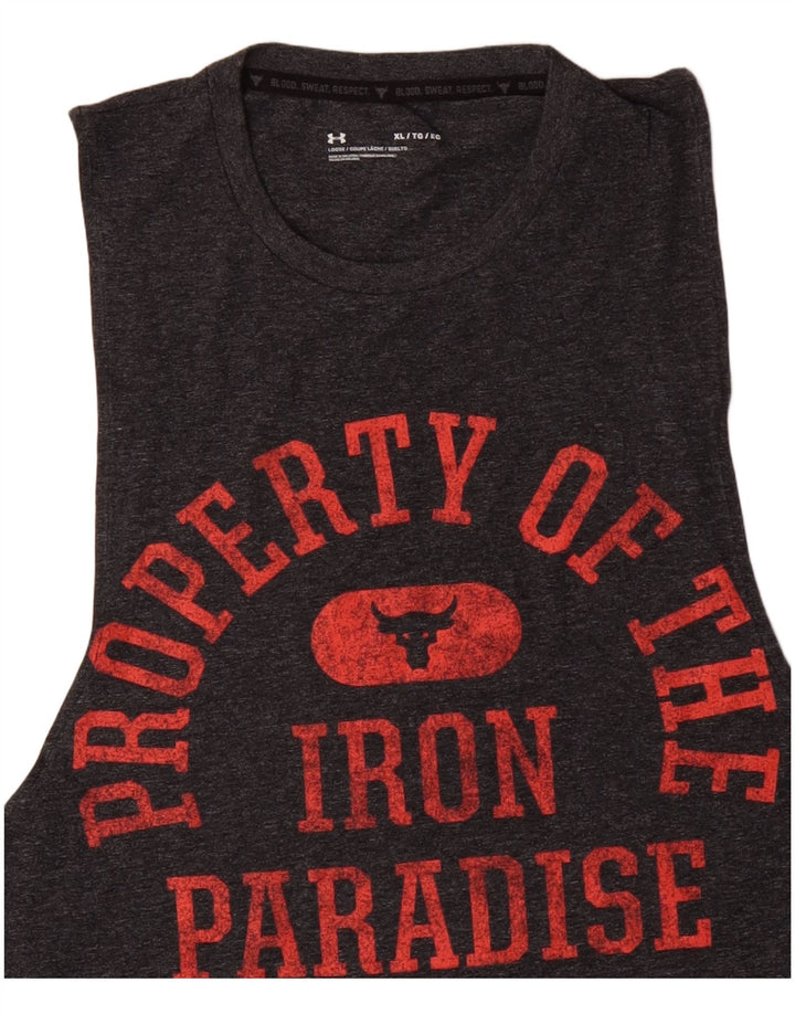UNDER ARMOUR Mens Graphic Vest Top XL Grey Cotton