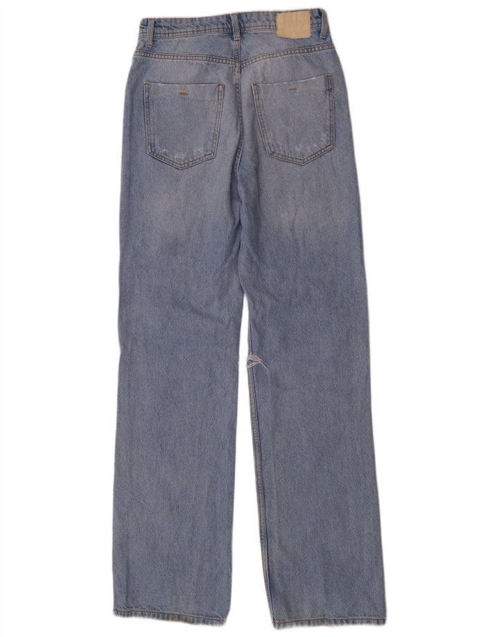 Zara Womens Distressed Straight Jeans EU 38 Small W28 L34 Blue