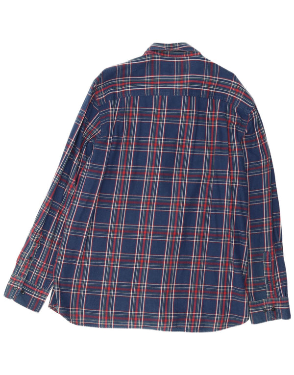 MARLBORO CLASSICS Mens Flannel Shirt 3XL Navy Blue Plaid Cotton