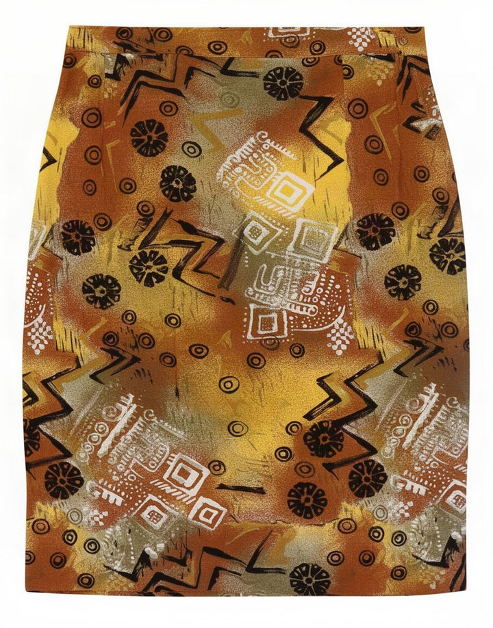 Vintage Womens Abstract Pattern Straight Skirt Large W32 Multicoloured