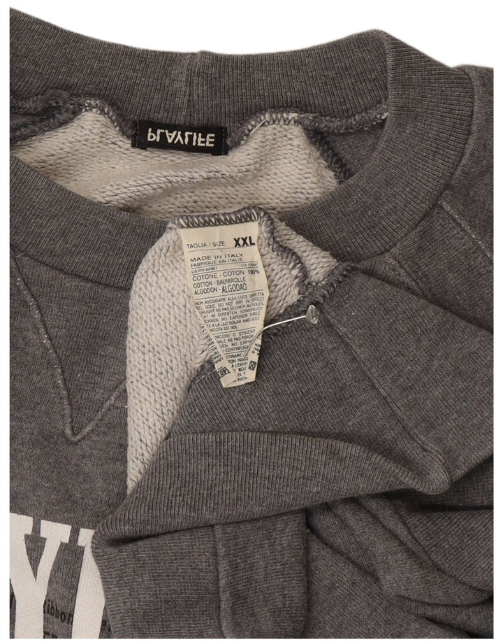 Playlife Mens Graphic Sweatshirt Jumper 2XL Grey Cotton
