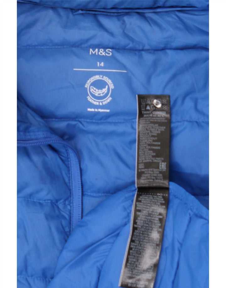 Marks & Spencer Womens Padded Jacket UK 14 Large Blue Polyamide