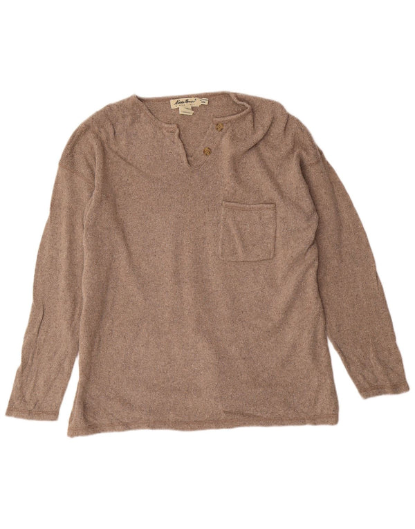 EDDIE BAUER Womens Oversized Boat Neck Jumper Sweater UK 14 Medium Brown