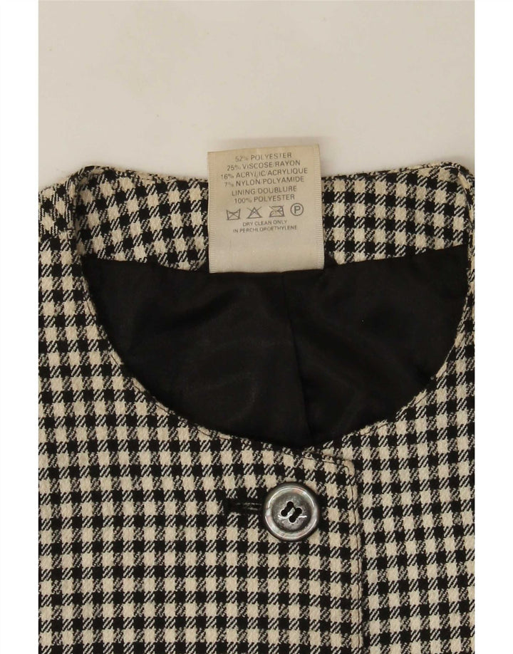 ALEXON Womens Loose Fit Overcoat UK 12 Medium Black Houndstooth Polyester