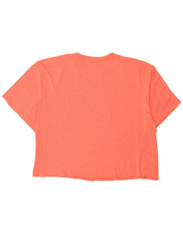 CHAMPION Womens Crop Graphic T-Shirt Top UK 20 2XL Orange Flecked
