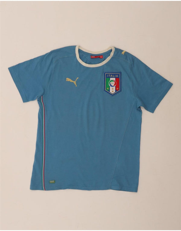 Puma Boys Italia Graphic T-Shirt Top 13-14 Years Blue Cotton