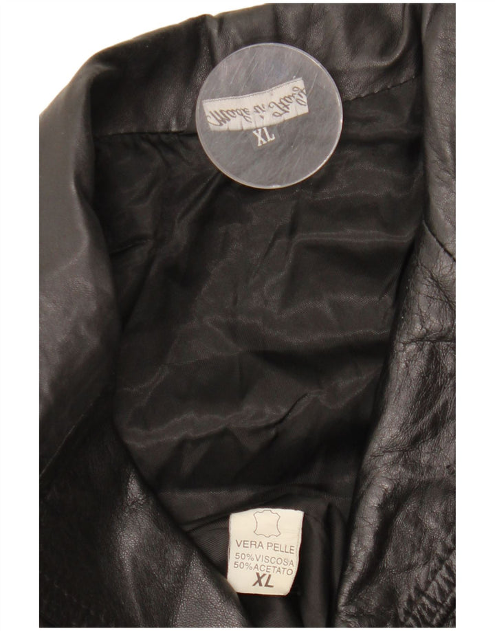 VINTAGE Mens Leather Jacket UK 42 XL Black Leather