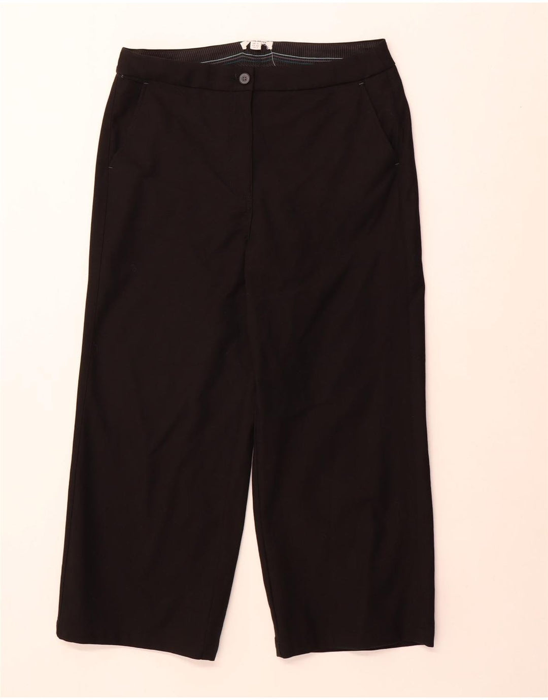 White Stuff Womens Cropped Trousers UK 12 Medium W32 L24 Black Cotton