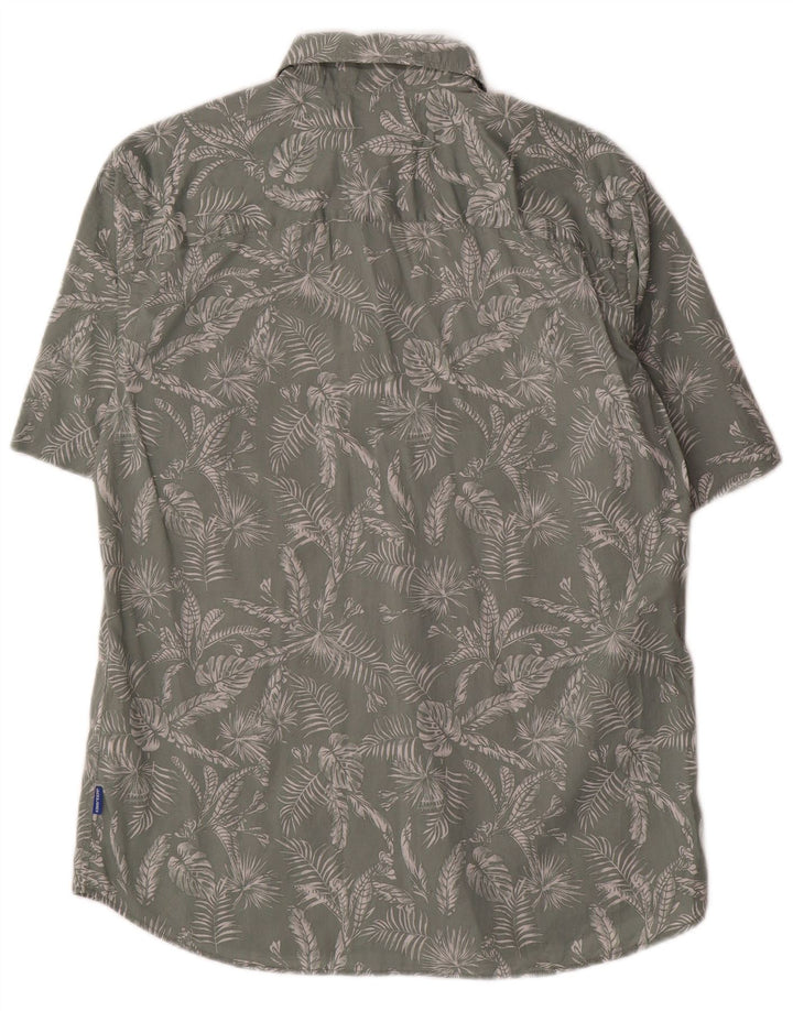 Jack & Jones Mens Short Sleeve Shirt Medium Green Floral Cotton