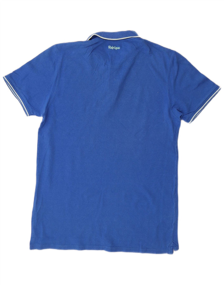 REFRIGUE Mens Polo Shirt Medium Blue Cotton
