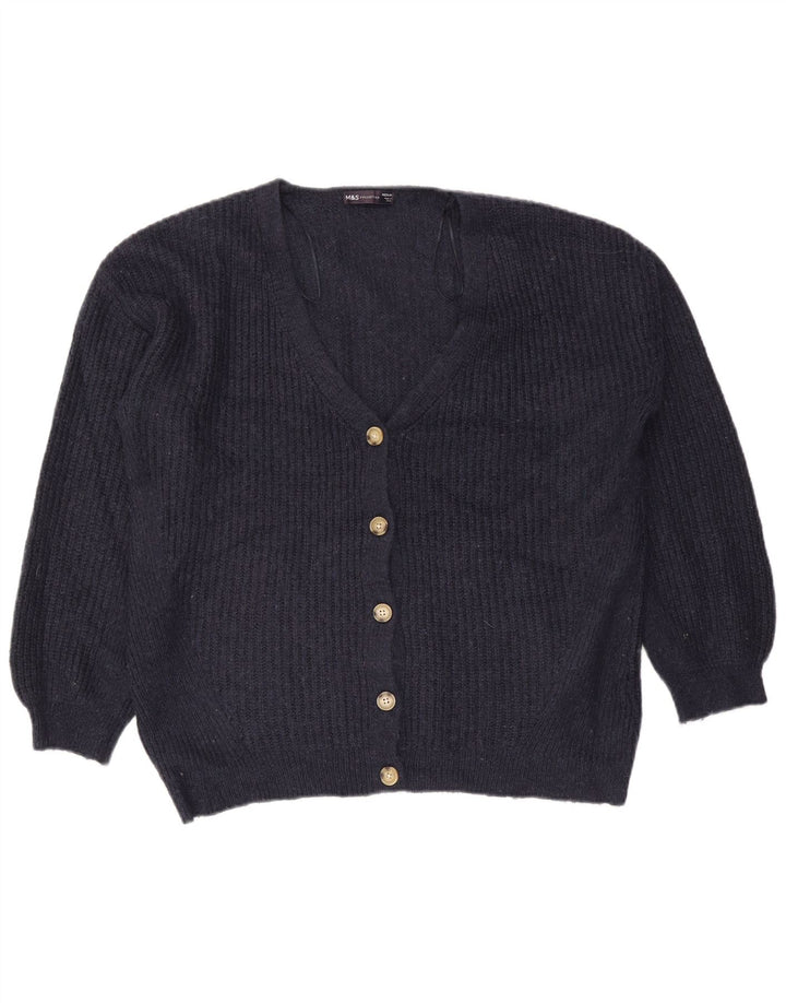 Marks & Spencer Womens Cardigan Sweater UK 14 Medium Navy Blue Acrylic
