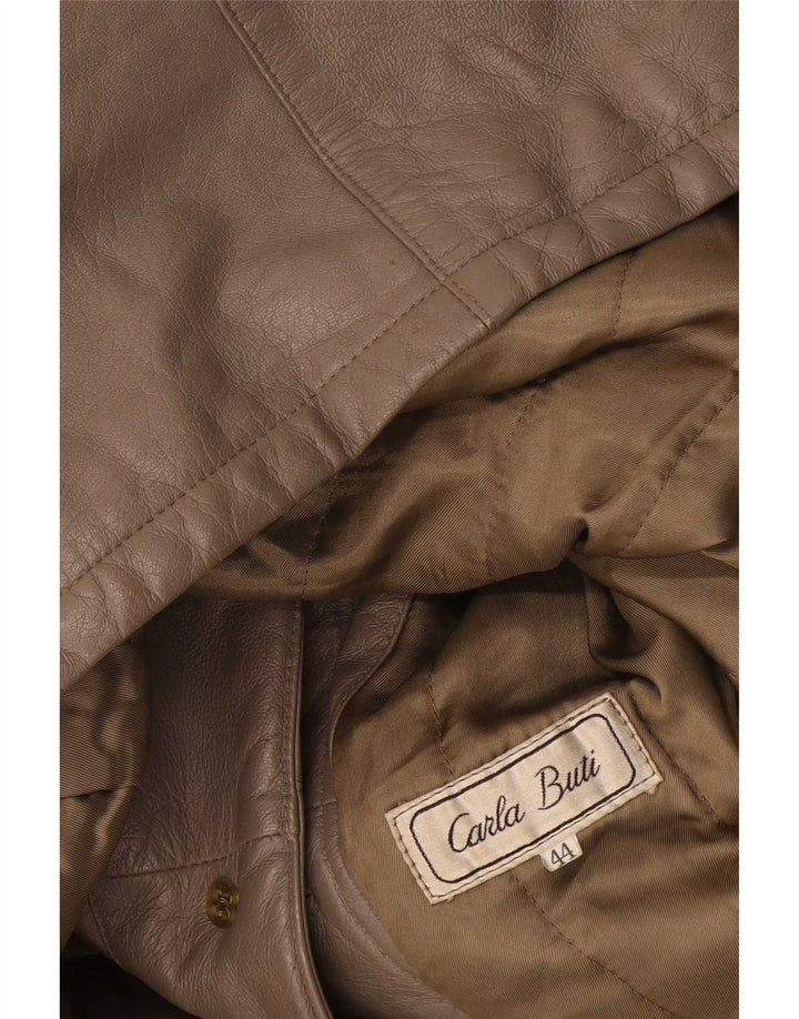 Carla Buti Womens Leather Jacket IT 44 Medium Grey