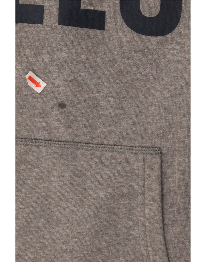 JACK WILLS Mens Graphic Hoodie Jumper Medium Grey Cotton