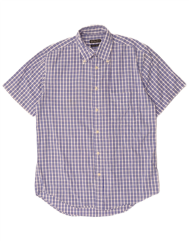 Dack's Mens Short Sleeve Classic Fit Shirt Medium Blue Check Cotton
