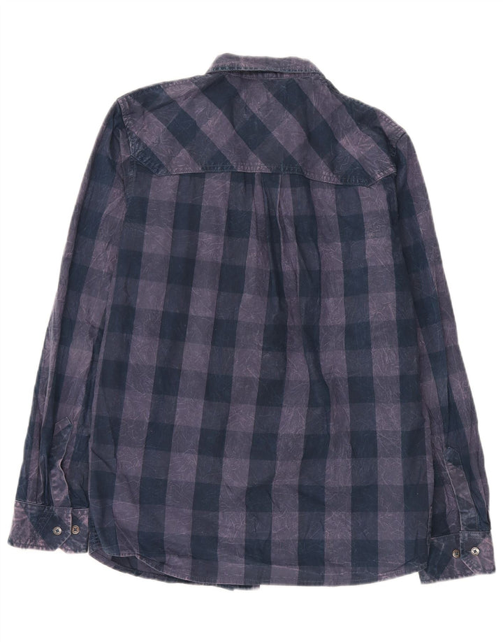 Saltrock Mens Shirt Small Navy Blue Check Cotton