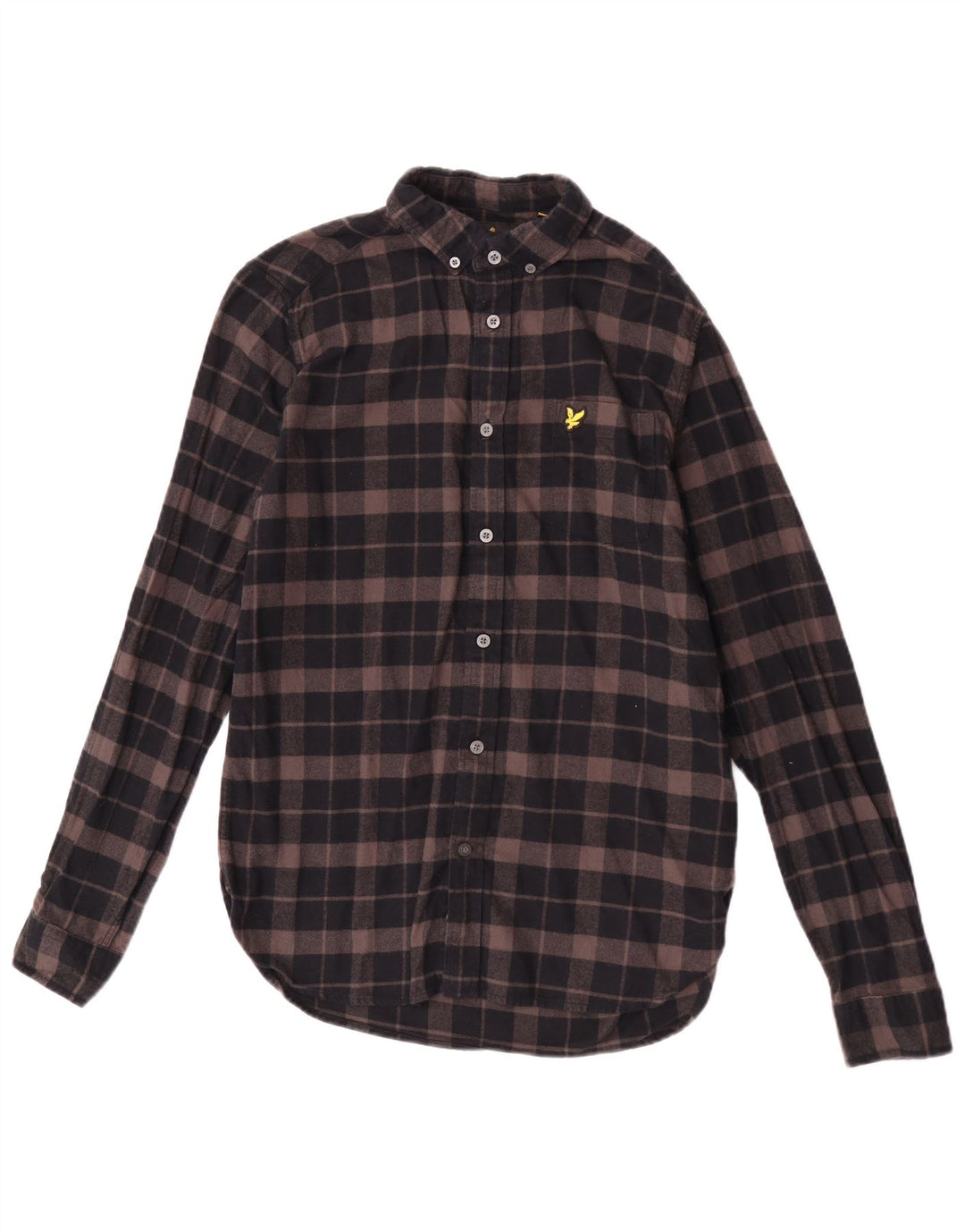 Lyle & Scott Mens Flannel Shirt Small Brown Check Cotton