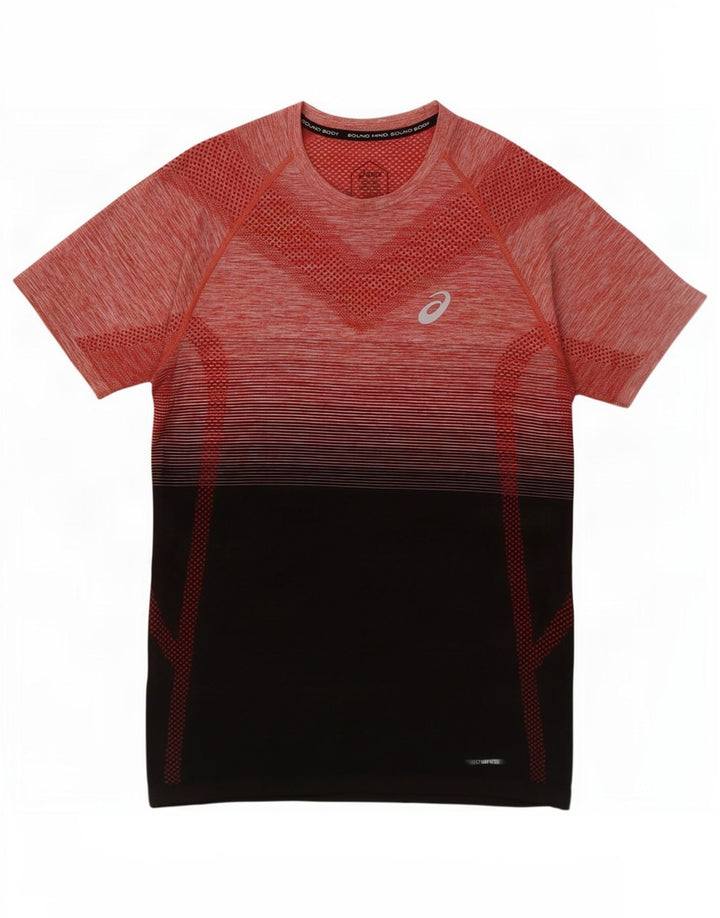 Asics Mens T-Shirt Top Medium Red Colourblock