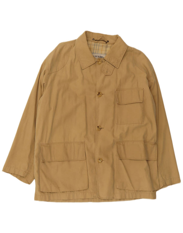 BELFE & BELFE Mens Utility Jacket IT 50 Large Beige Cotton