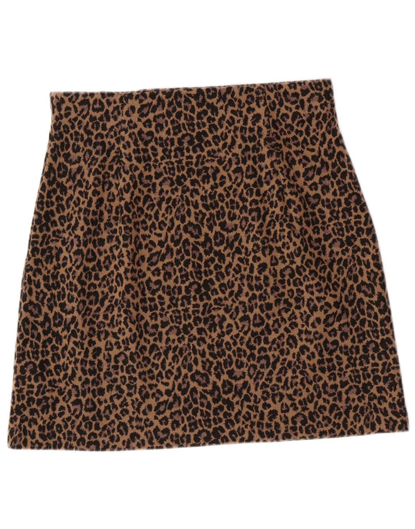 Marks & Spencer Womens Mini Skirt UK 12 Medium W30 Brown Leopard