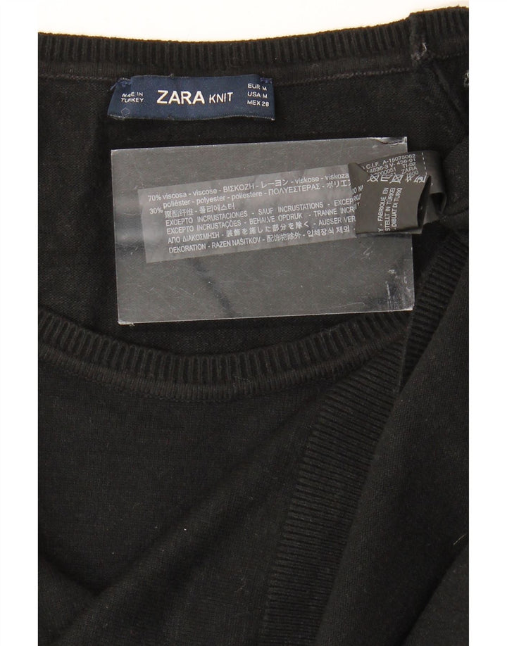 ZARA Womens Oversized Boat Neck Jumper Sweater UK 14 Medium Black