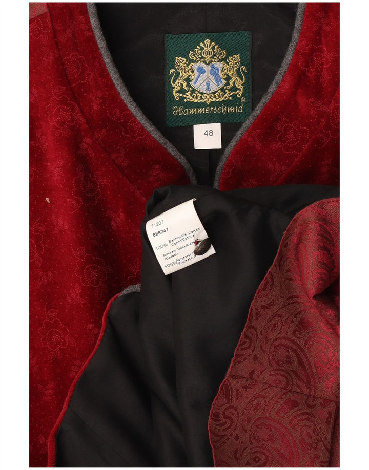 Hammerschmid Mens Waistcoat EU 48 Medium Red Floral Cotton