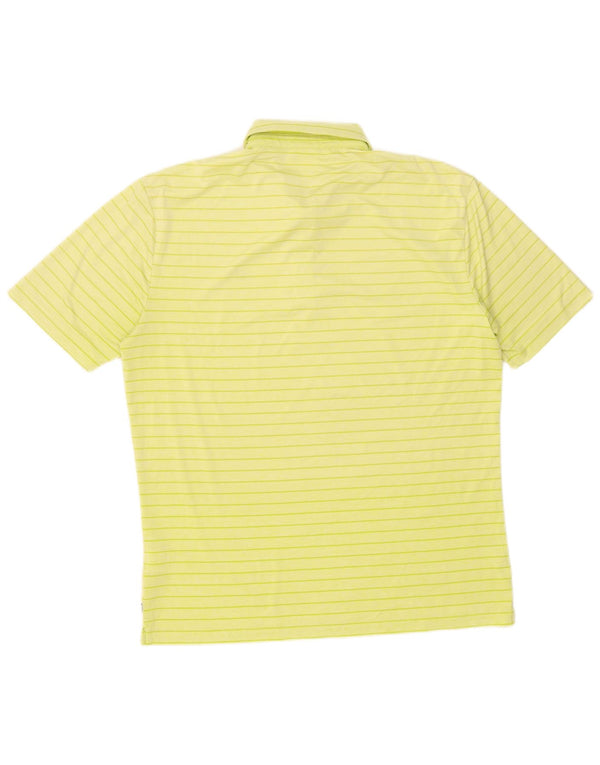 Calvin Klein Mens Polo Shirt Large Yellow Striped Polyester