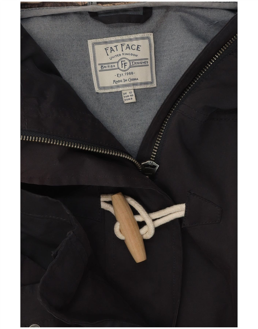 FAT FACE Womens Hooded Rain Jacket UK 12 Medium  Navy Blue