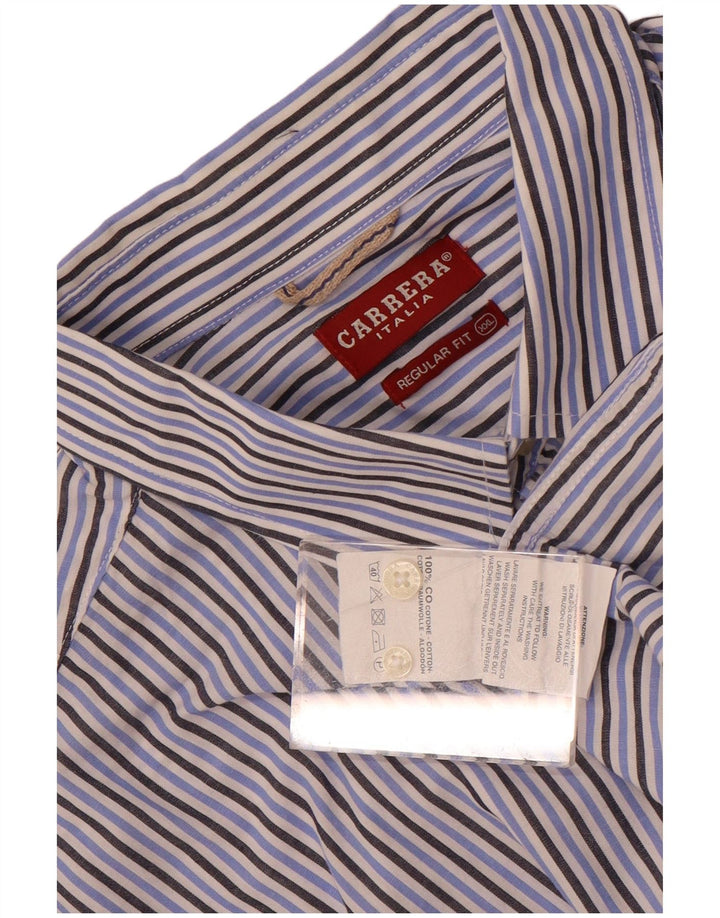 Carrera Mens Regular Fit Short Sleeve Shirt 2XL Blue Striped Cotton