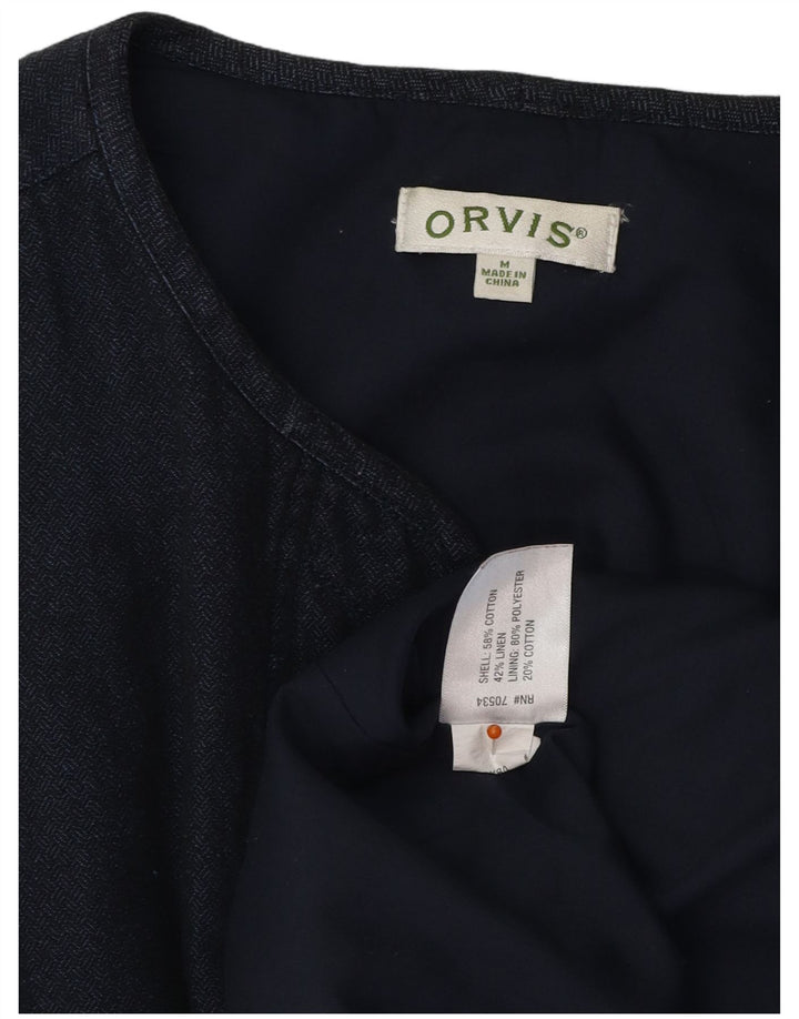 ORVIS Womens Open Longline Gilet UK 14 Medium Navy Blue Cotton