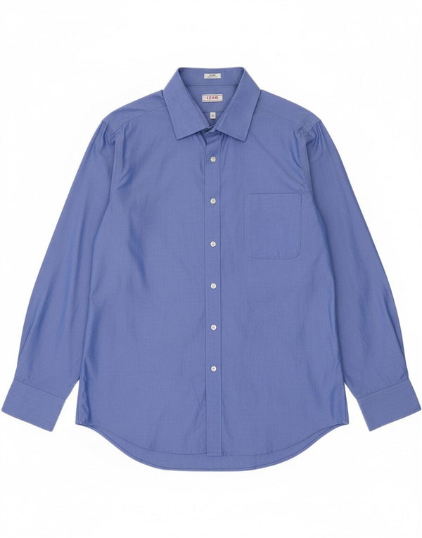 Izod Mens Easy Care Shirt Size 16 1/2 Large Blue Cotton