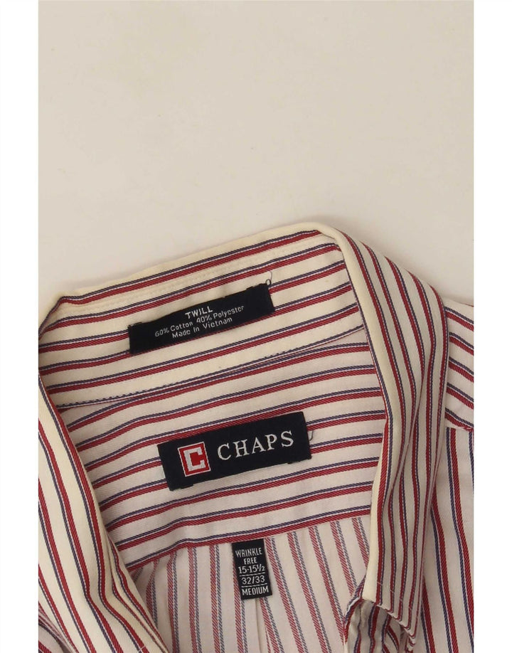 Chaps Mens Flannel Shirt Size 15 1/2 Medium Red Pinstripe Cotton