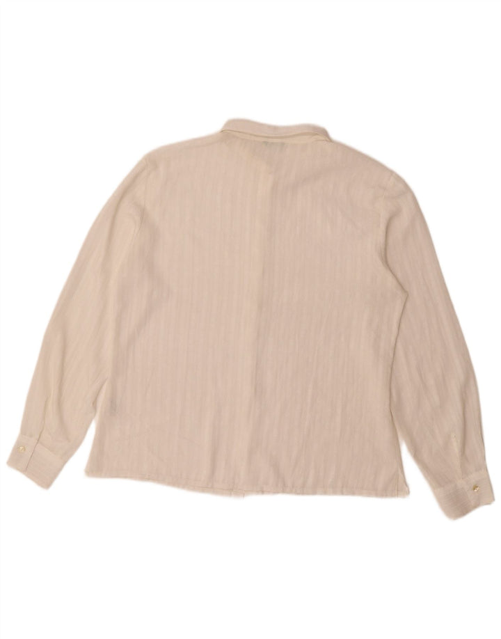 Benetton Womens Shirt Blouse UK 16 Large White Striped Polyester