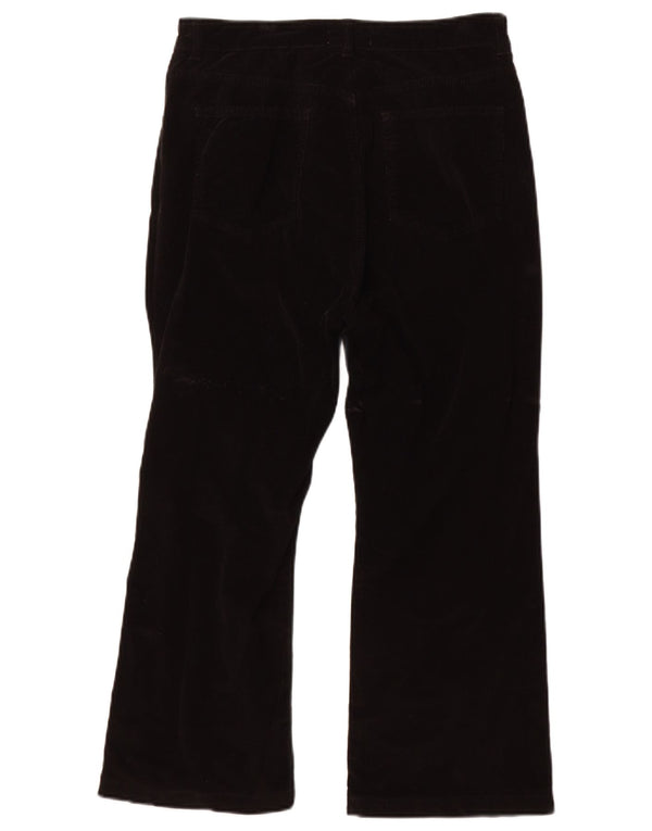 Zara Womens Crop Bootcut Corduroy Trousers EU 42 Large W32 L23 Black Cotton