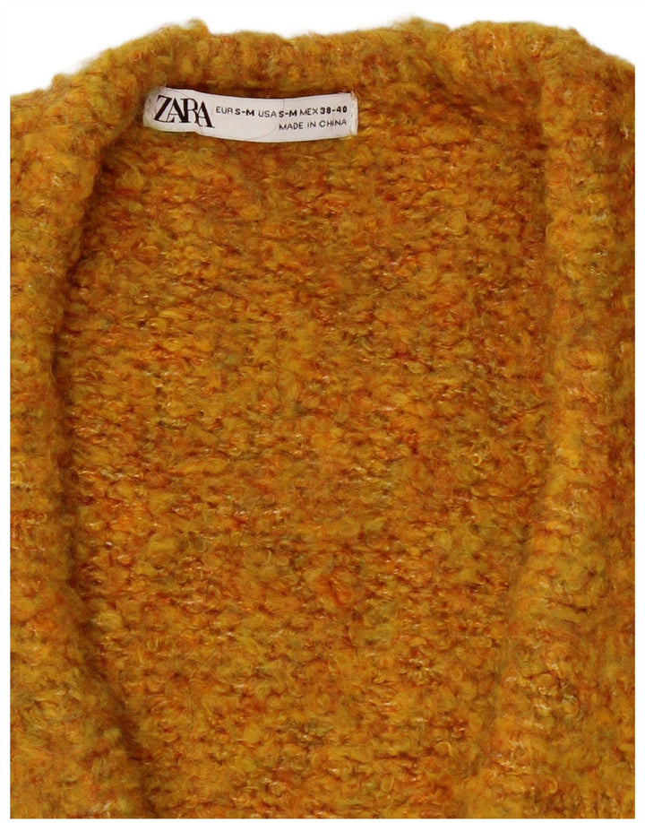 ZARA Womens Cardigan Sweater UK 14 Medium Yellow