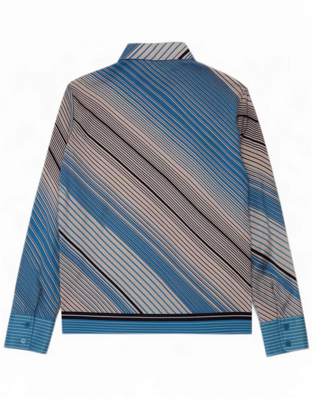 Vintage Womens Shirt IT 46 Large Blue Striped Polyester