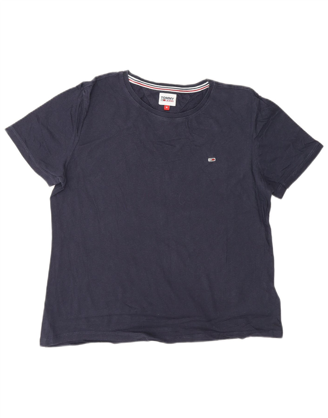TOMMY HILFIGER Womens T-Shirt Top UK 14 Medium Navy Blue Cotton