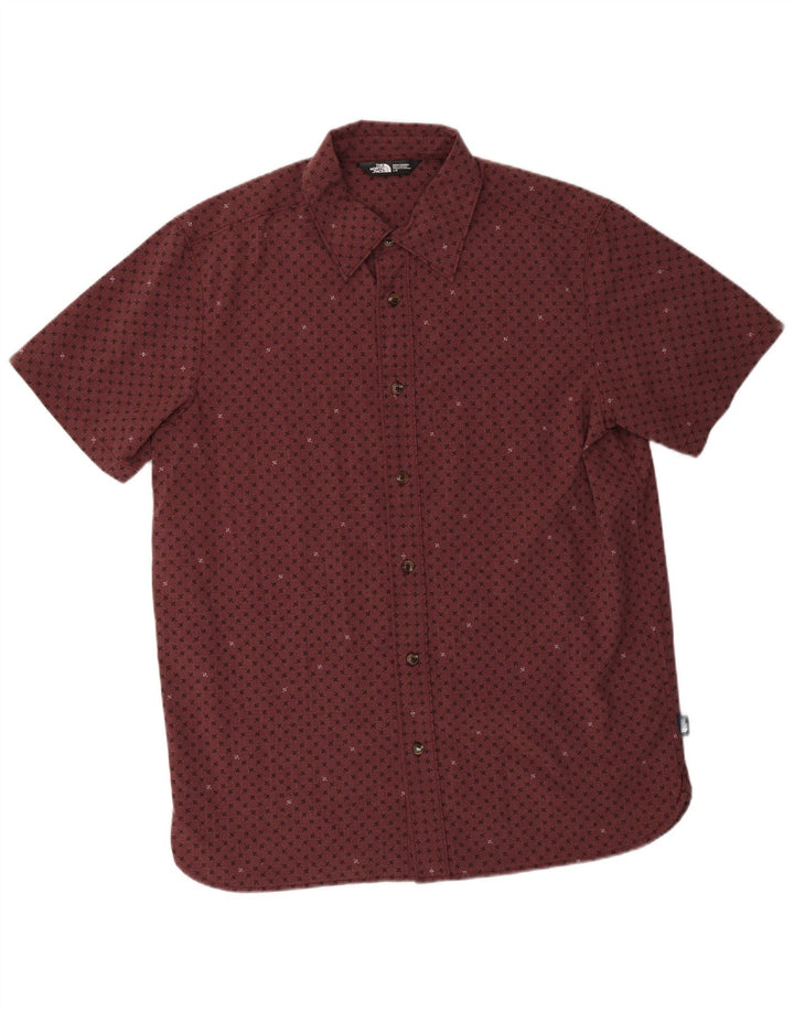 THE NORTH FACE Mens Short Sleeve Shirt Large Burgundy Geometric Polyester