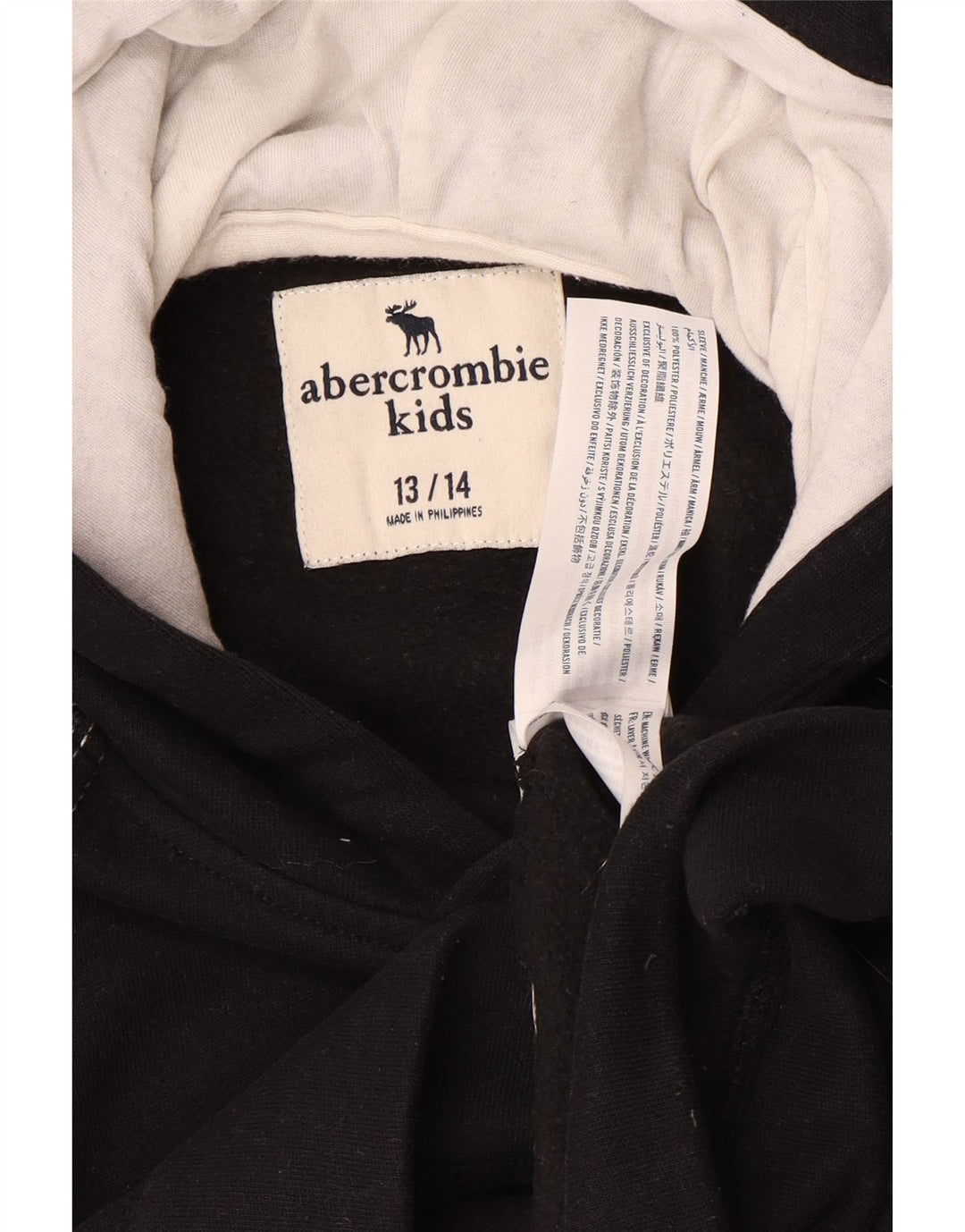 ABERCROMBIE & FITCH Boys Hoodie Jumper 13-14 Years Black Flecked Polyester
