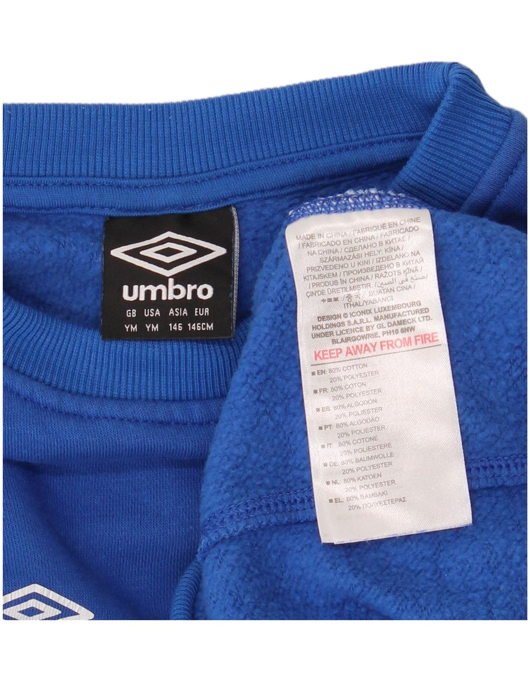 UMBRO Boys Sweatshirt Jumper 9-10 Years Medium Blue Cotton