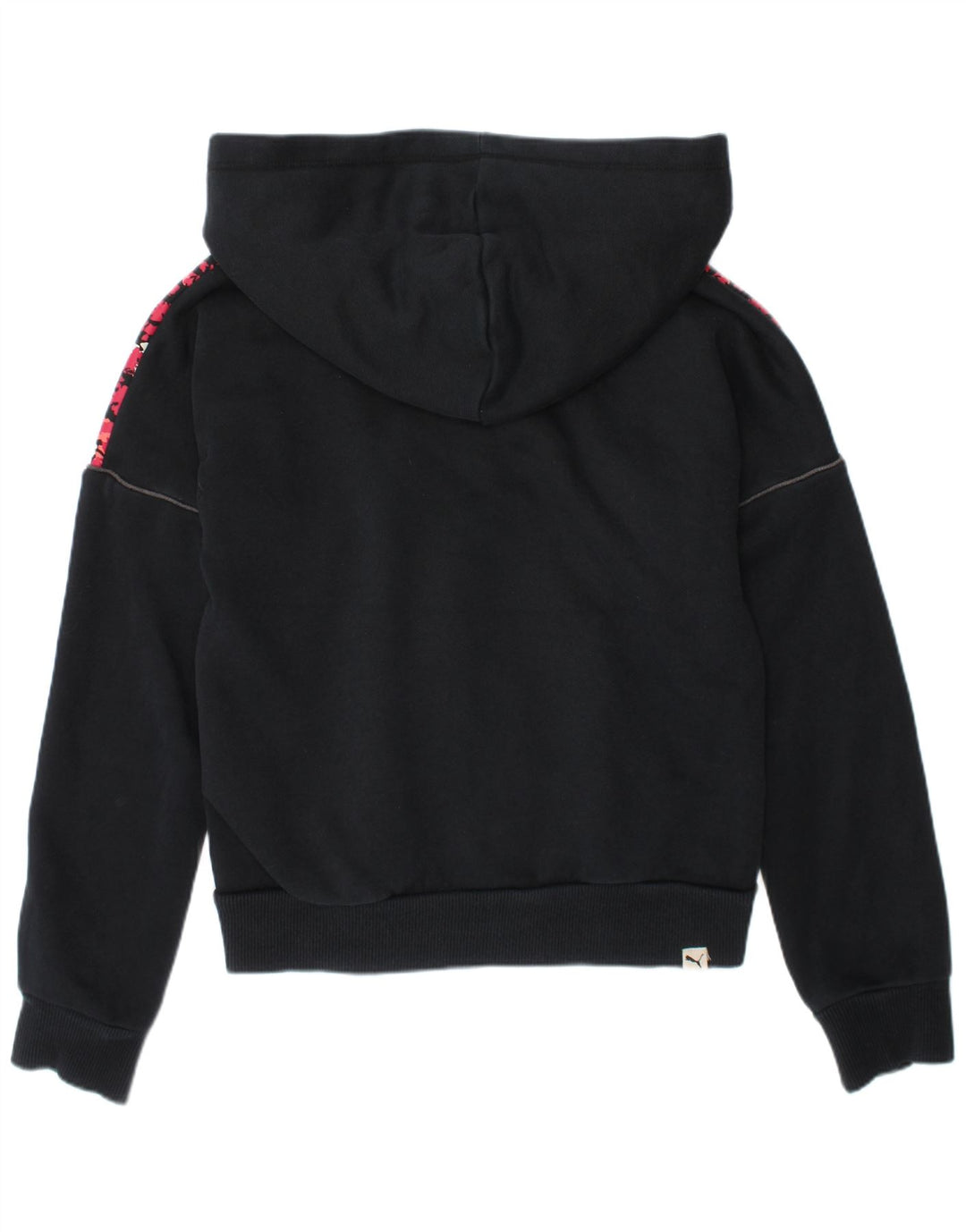 PUMA Girls Zip Hoodie Sweater 9-10 Years Black Camouflage Cotton