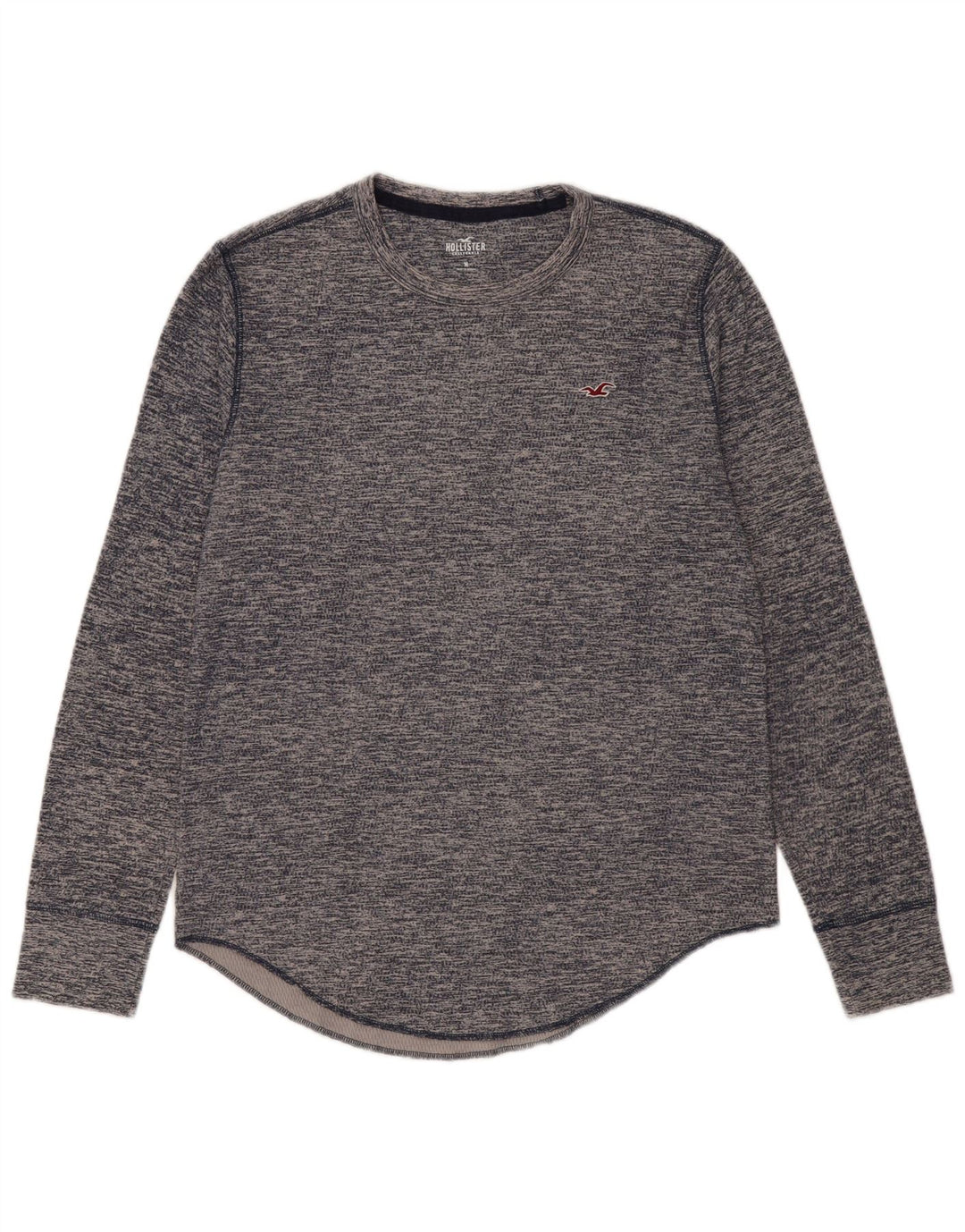 HOLLISTER Mens Top Long Sleeve Medium Navy Blue Flecked Cotton