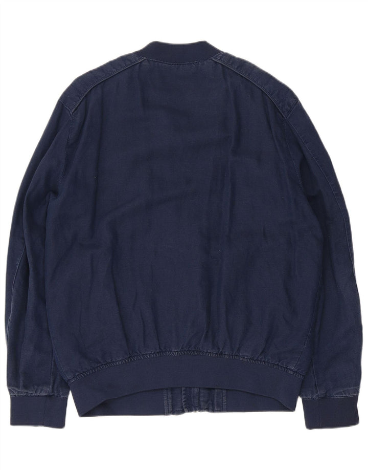 ZARA Mens Bomber Jacket UK 40 Large Navy Blue Polyester